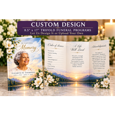 Custom Design Small Trifold Funeral Programs