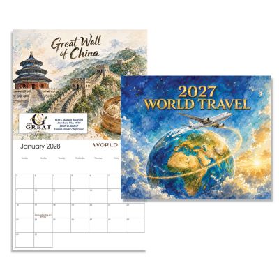 World Travel Calendar 9x11 Custom Printed Calendar